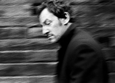 Bruce Springsteen, grayscale, motion blur, brick wall, musicians, Danny Clinch - desktop wallpaper