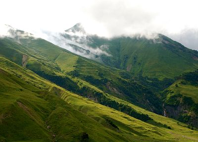 mountains, landscapes, nature, smoke, Caucasus, Caucasia - desktop wallpaper