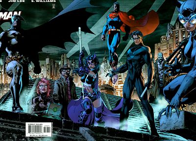 Batman, Robin, Superman, Catwoman, huntress, oracle, Nightwing, Jim Lee, James Gordon, Barbara Gordon - desktop wallpaper