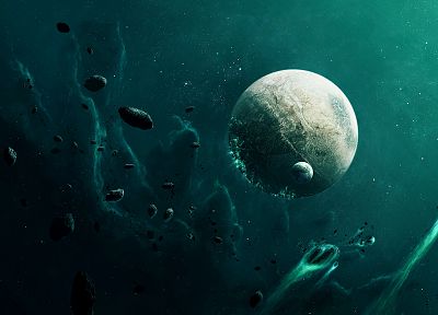 outer space, planets, Moon, asteroids - random desktop wallpaper