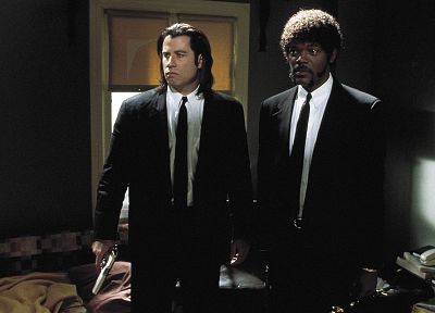 movies, suit, Pulp Fiction, screenshots, Samuel L. Jackson, John Travolta - desktop wallpaper