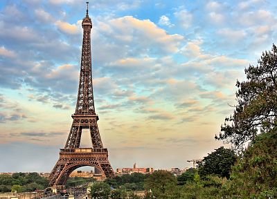 Eiffel Tower, Paris, clouds - random desktop wallpaper