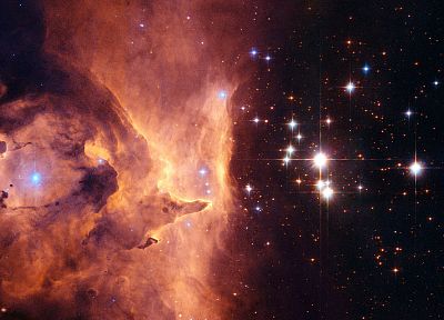 outer space, lights, stars, galaxies, orange, nebulae, bright - desktop wallpaper