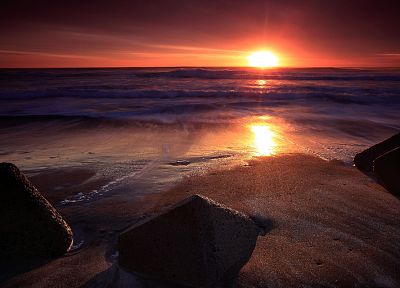 sunset, ocean, landscapes, nature, sea, beaches - random desktop wallpaper
