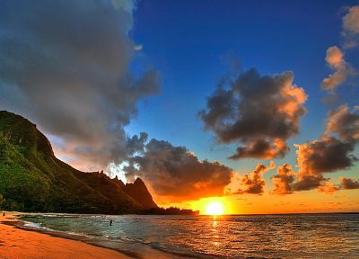sunset, ocean, landscapes, Hawaii, sea - related desktop wallpaper