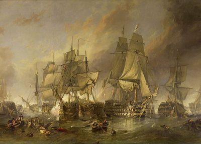 paintings, sail ship, The Battle of Trafalgar, sea - desktop wallpaper