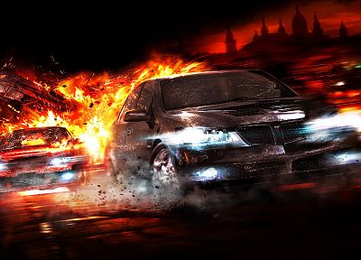 cars, explosions, Pontiac, police cars, Wheelman - random desktop wallpaper