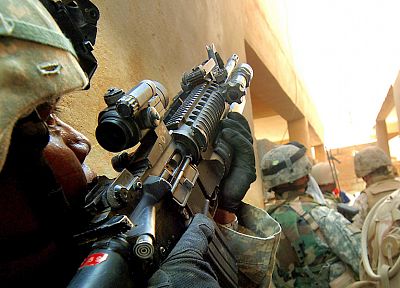 scope, soldiers, guns, M16A4, 5.56x45mm NATO - related desktop wallpaper