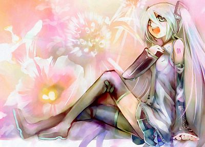 Vocaloid, Hatsune Miku, detached sleeves, bare shoulders - random desktop wallpaper