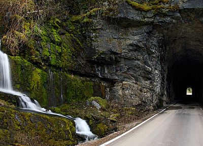 tunnels, Idaho, south, roads, waterfalls, photo manipulation - random desktop wallpaper