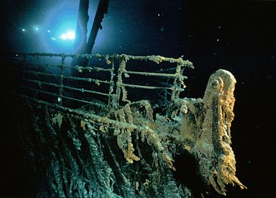 Titanic, bows, vehicles, underwater, railing, shipwreck - random desktop wallpaper