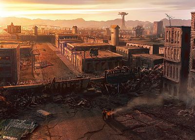 ruins, cityscapes, post-apocalyptic, Las Vegas, artwork - desktop wallpaper