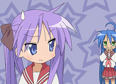Lucky Star, school uniforms, Hiiragi Kagami, Izumi Konata - random desktop wallpaper