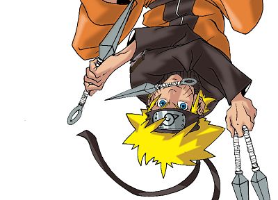 Naruto: Shippuden, Uzumaki Naruto, upside down, simple background - random desktop wallpaper