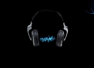 headphones, music, simple background, black background - random desktop wallpaper
