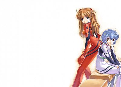 Ayanami Rei, Neon Genesis Evangelion, Asuka Langley Soryu, simple background - desktop wallpaper