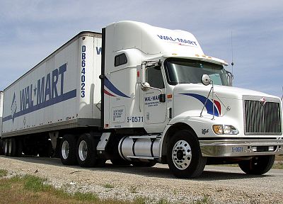 trucks, semi, Walmart, turnpike doubles, road train, vehicles - desktop wallpaper