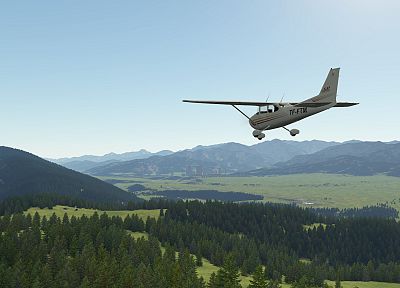 video games, aircraft, Outerra, Cessna, aviation, terrain, flight simulator X - desktop wallpaper