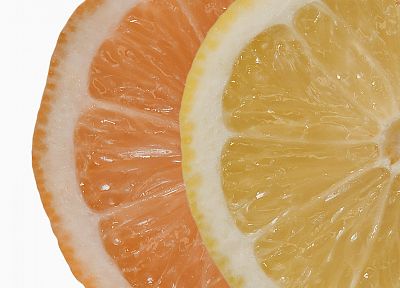 fruits, oranges, orange slices, lemons, white background, slices - desktop wallpaper