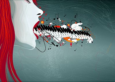 women, music, redheads - random desktop wallpaper