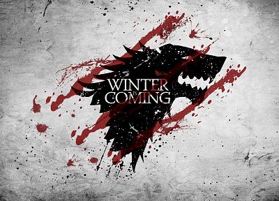 red, white, crest, Game of Thrones, direwolf, House Stark, wolves - desktop wallpaper