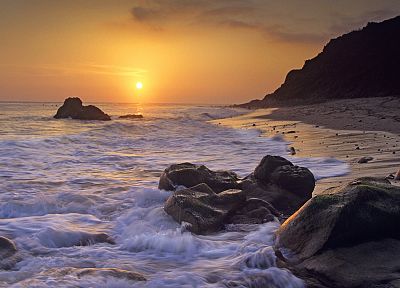 sunset, California, beaches - random desktop wallpaper
