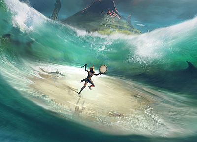 video games, concept art, artwork, From Dust, sea - related desktop wallpaper