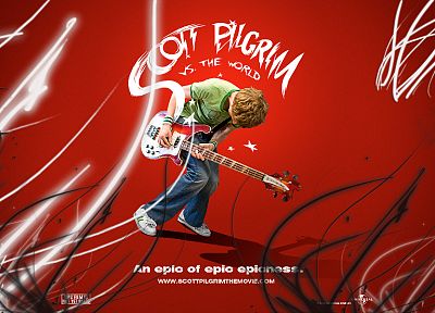 Scott Pilgrim, guitars, Scott Pilgrim vs. the World, posters, Michael Cera - related desktop wallpaper