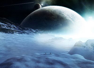 ice, landscapes, outer space, stars, planets, digital art - related desktop wallpaper