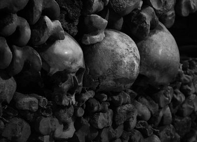 skulls, monochrome - desktop wallpaper