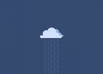 clouds, minimalistic, binary, simple background, blue background - desktop wallpaper