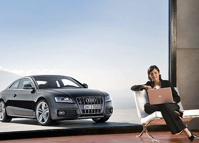 women, cars, Audi, laptops, girls with cars - random desktop wallpaper