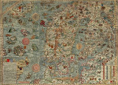 Europe, maps, Iceland, old map, Scandinavia - random desktop wallpaper