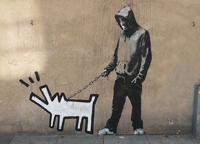 Banksy, street art, 2 wheel drive - duplicate desktop wallpaper