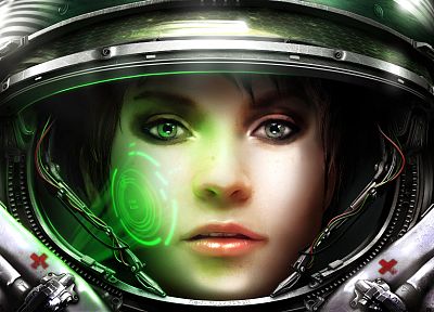 women, video games, StarCraft, artwork, faces, medic - random desktop wallpaper
