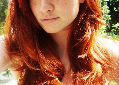 women, redheads, freckles, self shot, hazel eyes - random desktop wallpaper