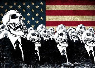 skulls, flags, American Flag, Alex Cherry - desktop wallpaper