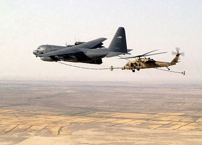 aircraft, military, helicopters, vehicles, fueling, UH-60 Black Hawk, KC-130 Hercules - random desktop wallpaper