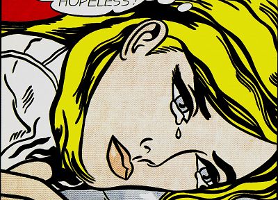 blondes, text, comics, blue eyes, tears, artwork, pop art, Roy Lichtenstein - random desktop wallpaper