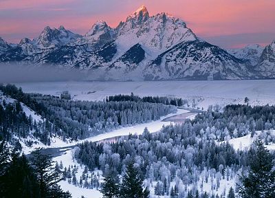 dawn, Wyoming, Grand Teton National Park, rivers, National Park - desktop wallpaper