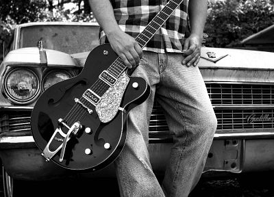 Gibson Les Paul, grayscale, monochrome - random desktop wallpaper