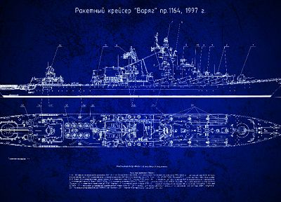 Soviet, ships, blueprints, scheme, missle cruiser, Varyag, Slava class cruiser, Russian Navy, Russians - related desktop wallpaper