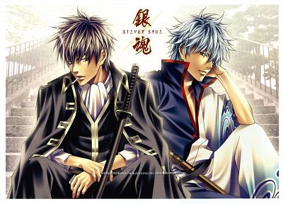 Gintama, Sakata Gintoki, anime boys, shounen-ai, Toshiro Hijikata - related desktop wallpaper