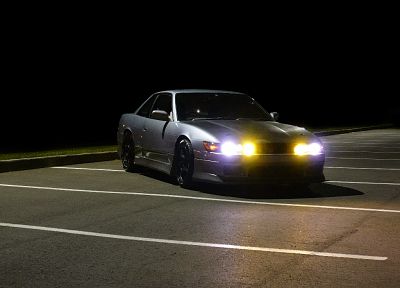 night, cars, parking, Nissan Silvia S13 - random desktop wallpaper