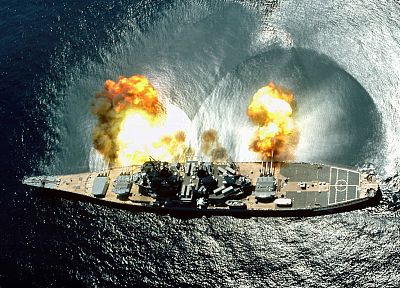army, explosions, ships, USS Iowa, BB-62, sea - related desktop wallpaper