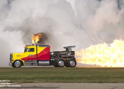 flames, fire, trucks, vehicles, jet aircraft - desktop wallpaper