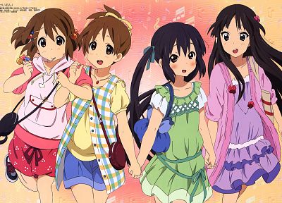 K-ON!, Hirasawa Yui, Akiyama Mio, Nakano Azusa, anime, Hirasawa Ui - duplicate desktop wallpaper