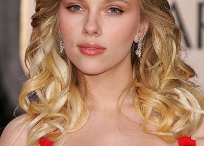 women, Scarlett Johansson, actress, red dress - desktop wallpaper