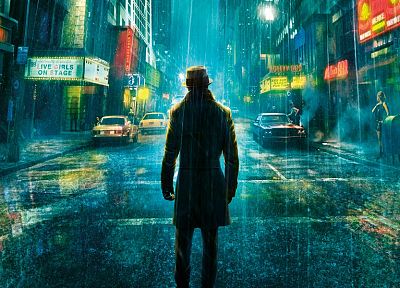 Watchmen, rain, Rorschach, cities - random desktop wallpaper