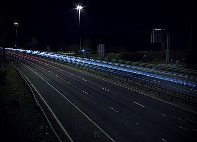 highways, roads, long exposure - desktop wallpaper